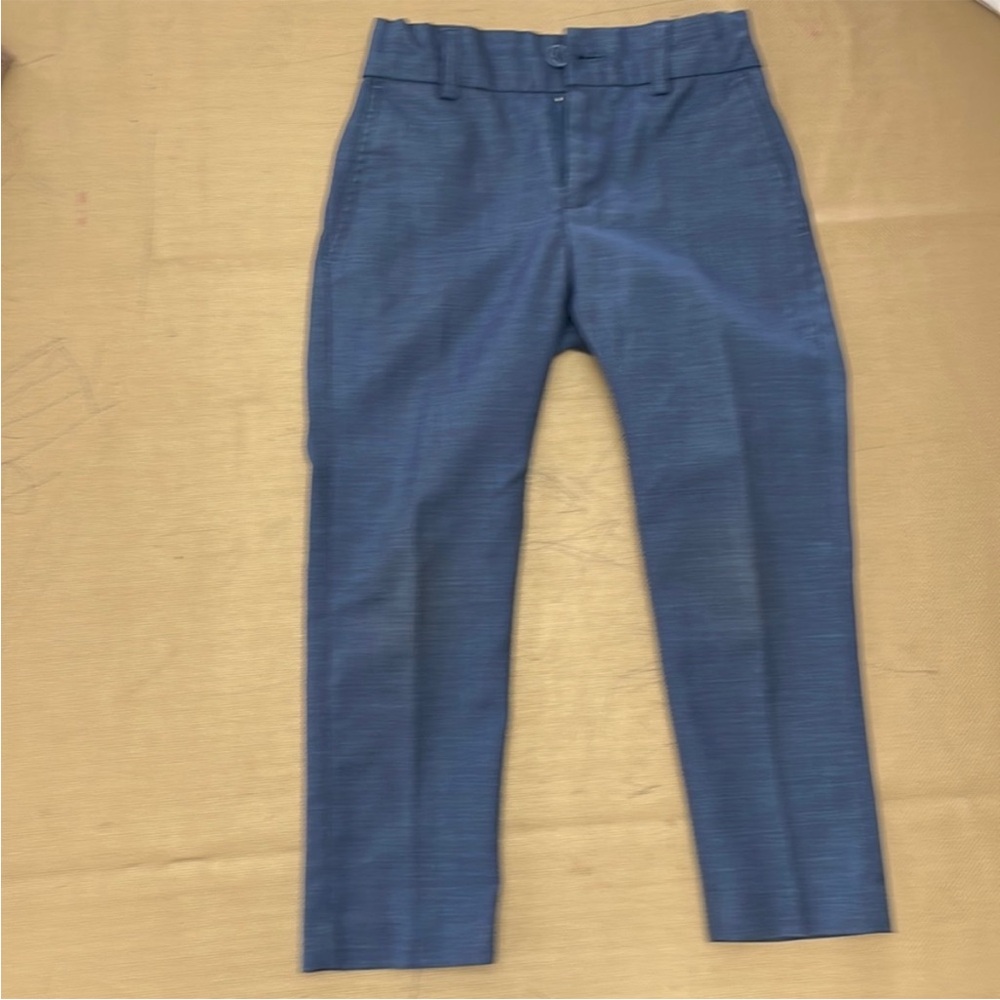 Blue Formal Pants with Tailored Fit and Twill Texture